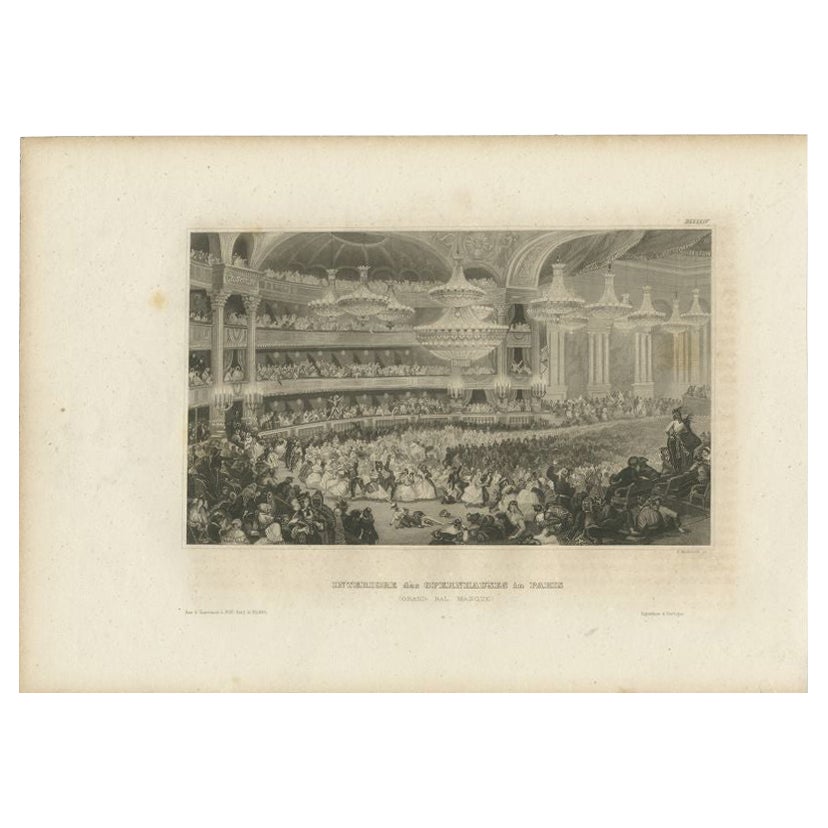 Stampa antica del Palais o dell'Opera Garnier a Parigi, 1847