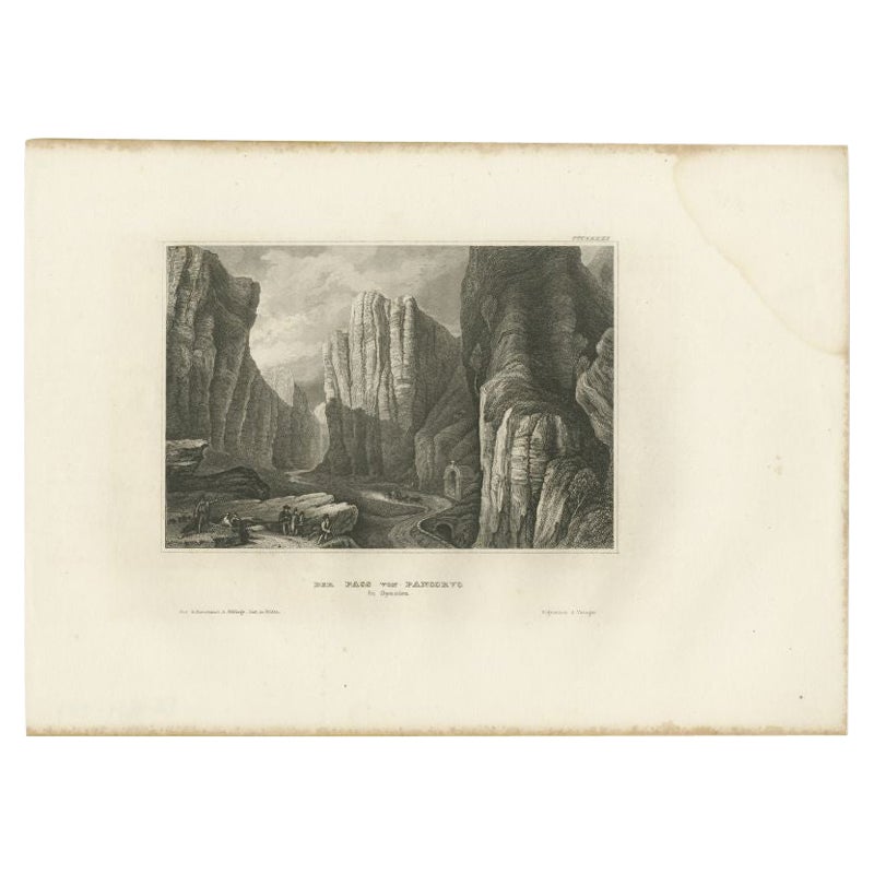 Antique Print of the Pass of Pancorbo in Spain, 1840