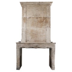 Antique 18th Century Castle Fireplace of French Limestone is Style of Louis XV