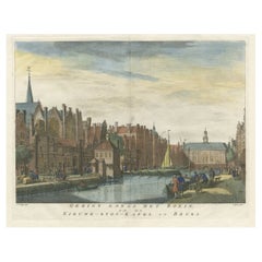 Antiker Druck des Rokinkanals in Amsterdam, Niederlande, um 1765