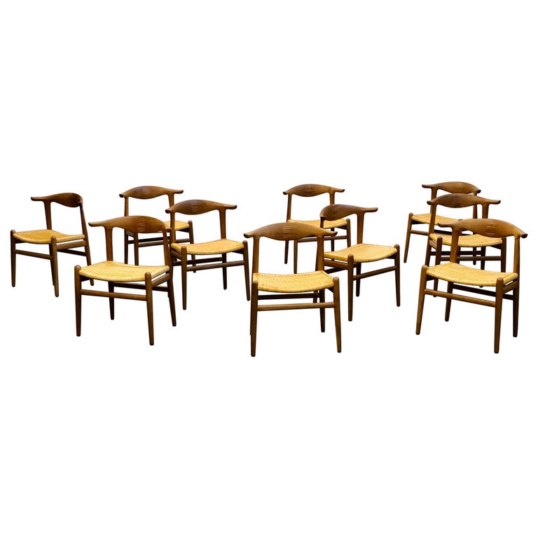 Hans Wegner Set of 10 'Cow Horn' Chairs for Johannes Hansen, 1952 For Sale  at 1stDibs