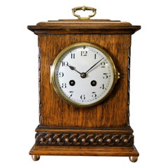 Antique Edwardian Oak Cased Mantel Clock