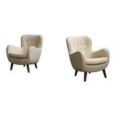Frits Schlegel Pair of Easy Chairs, Denmark, 1940s