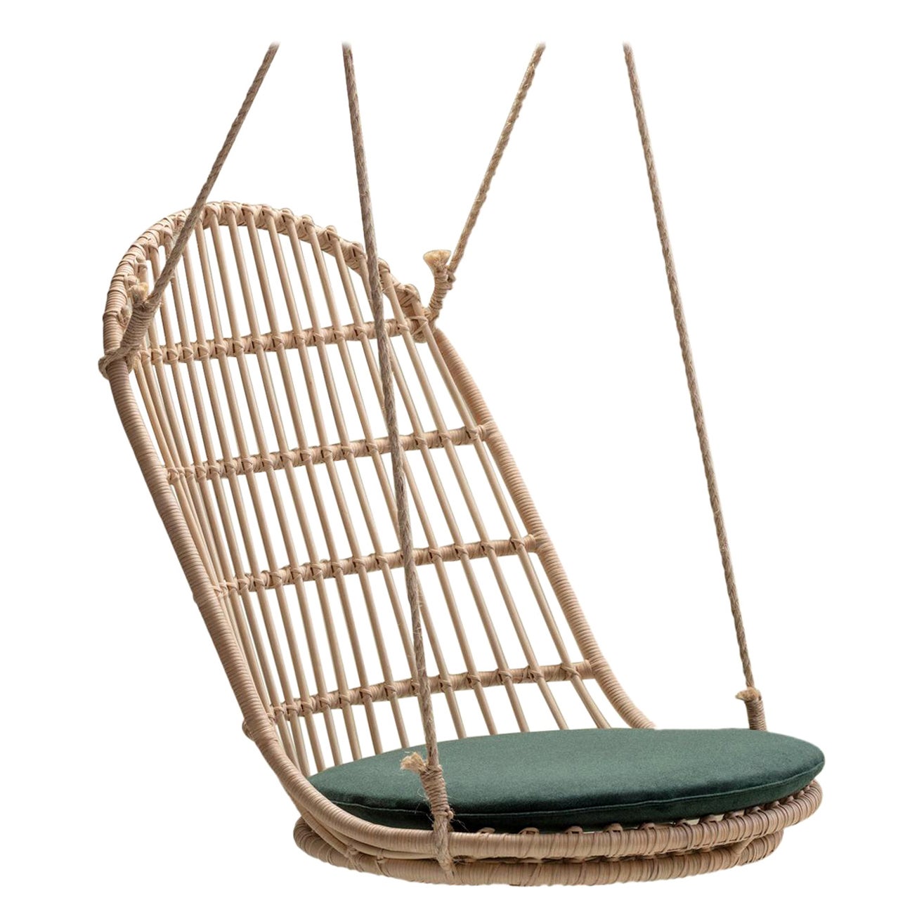 Handmade Natural Rattan Cala Hanging Chair For Sale