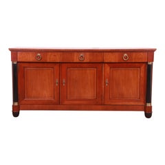 Baker Furniture Neoclassical Cherry Wood and Parcel Ebonized Sideboard Credenza