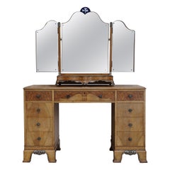 Finest Quality Waring & Gillow Burr Walnut Dressing Table Mirror Part of a Suite