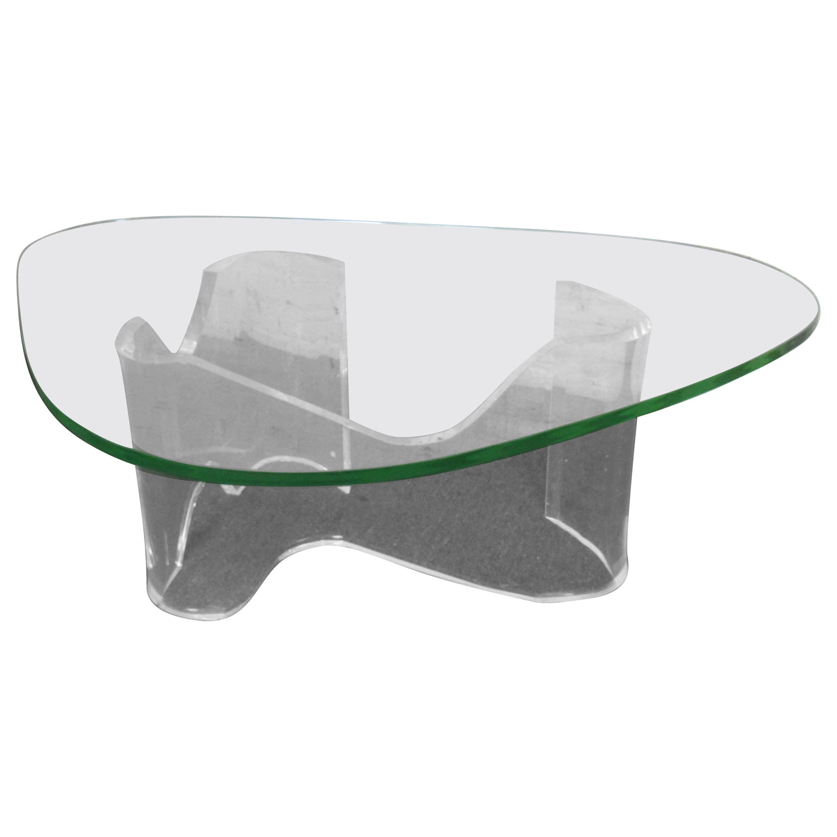 Glass and Lucite Coffee Table For Sale