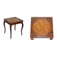 Tiroirs de table de jeu de cartes Theodore Alexander en ronce de noyer et cuir brun