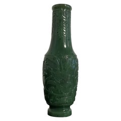 Vase d'outil d'encens chinois en jade vert épinard, dynastie Qing, 18e siècle, Chine