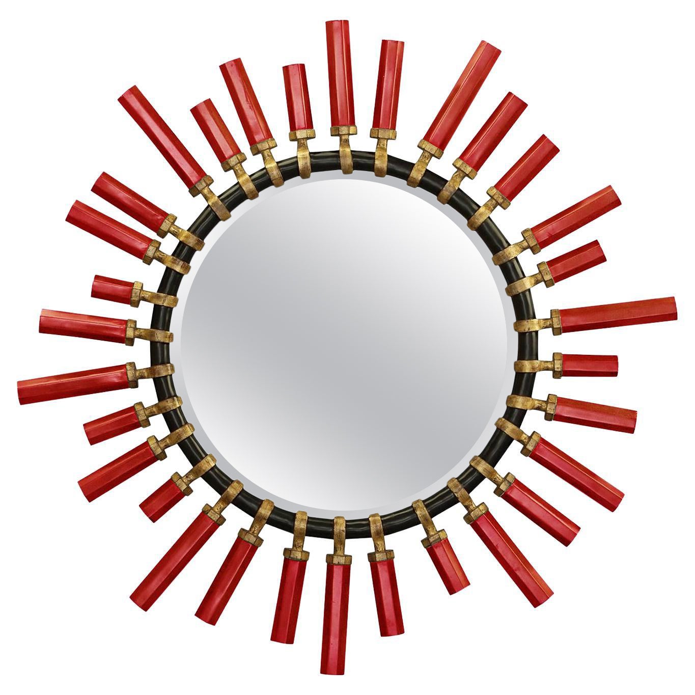 O'clock Red Mirror For Sale