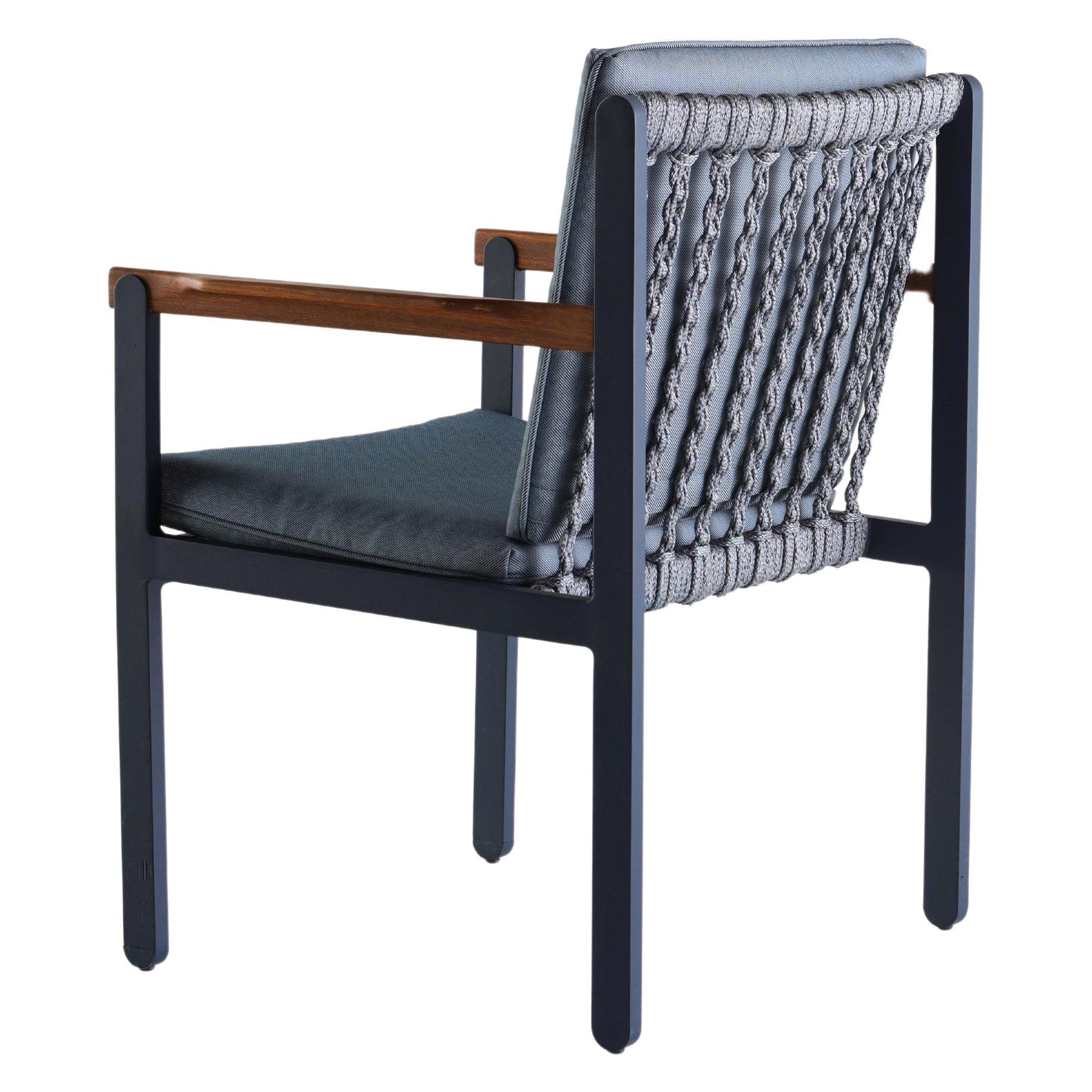 Chaise en métal, corde nautique et textiles pour l'extérieur ou l'intérieur