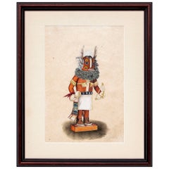 Vintage Untitled 'Kachina Doll', Hand Colored Lithograph