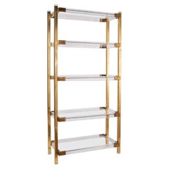 Lucite & Brass Etagere with Five Shelves by Charles Hollis Jones