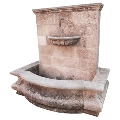 Carved Limestone Wall Fountain with Spill Bowl from Northern Italy