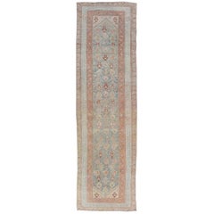 Antique Tapis de course persan Malayer en laine avec design Sub-Geometric