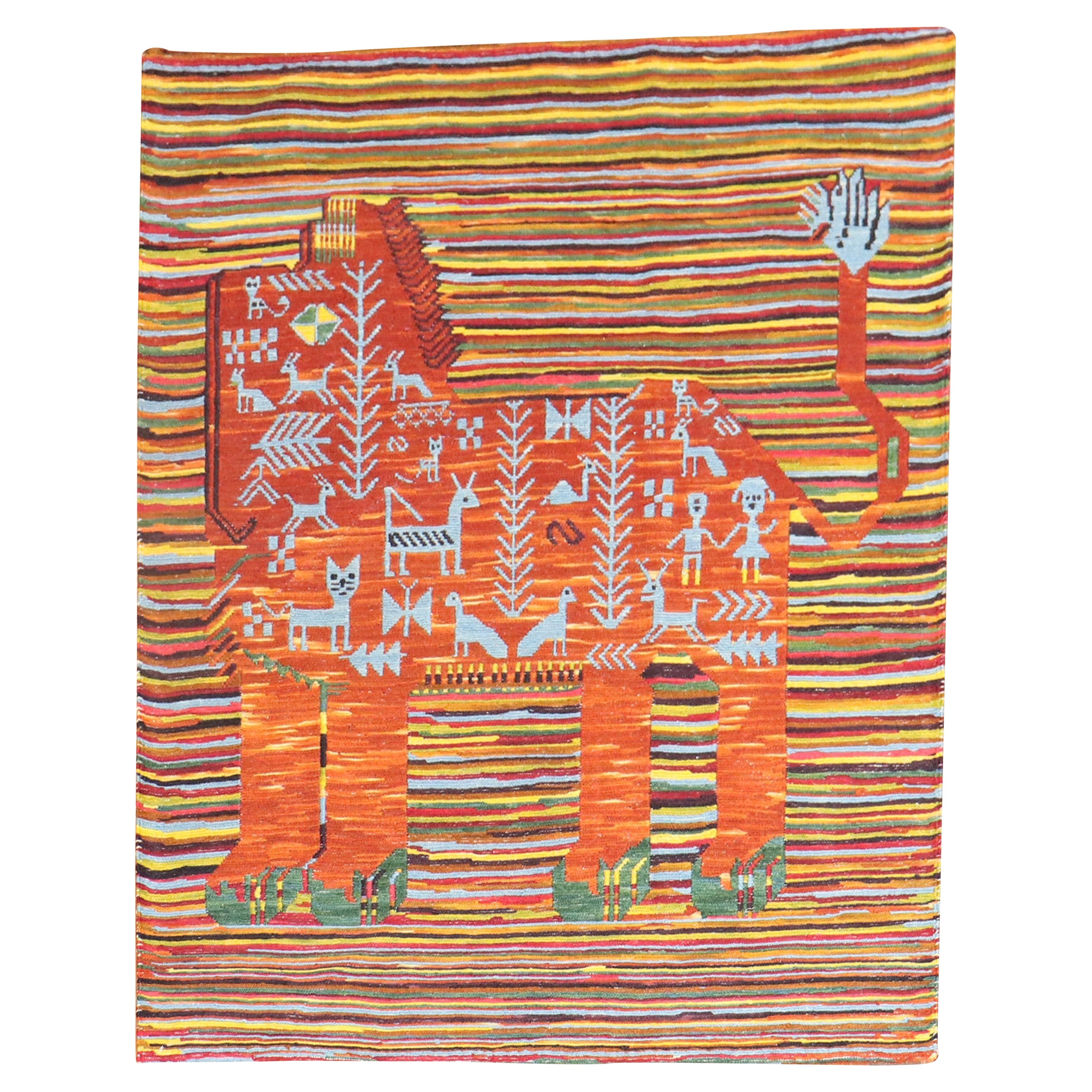Hey Dude Pictorial Persian Kilim Wall Hanging For Sale at 1stDibs