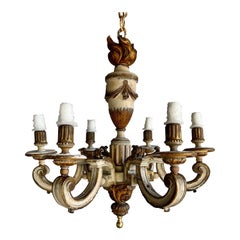 Italian Painted and Parcel Gilt Chandelier C. 1900's