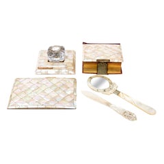 Used Mother of Pearl Desk Set