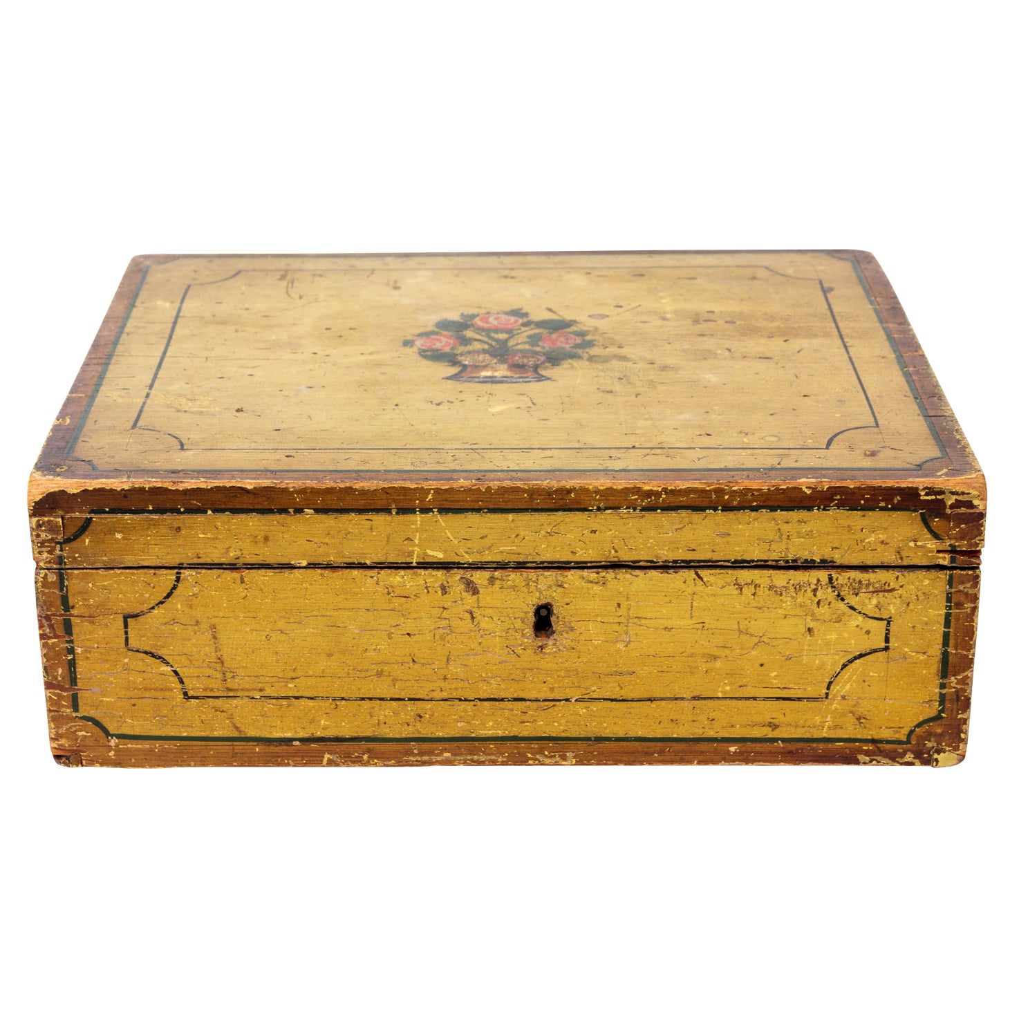 Mustard Yellow Painted American Trinket Box For Sale