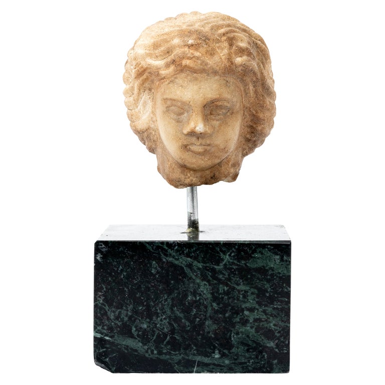 Carved Greek Marble Head of Alexander the Great For Sale