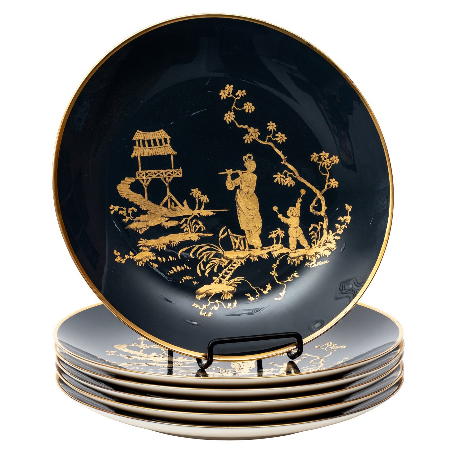 Carole Stupell Chinoiserie Porcelain Plates For Sale