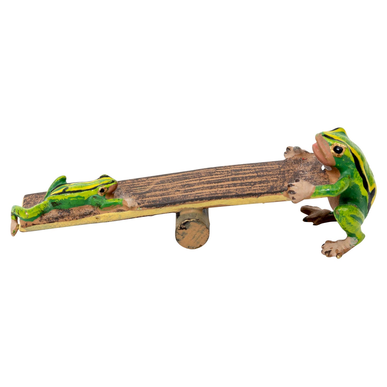 Cold Painted Bronze Franz Pergman Frogs on Seesaw