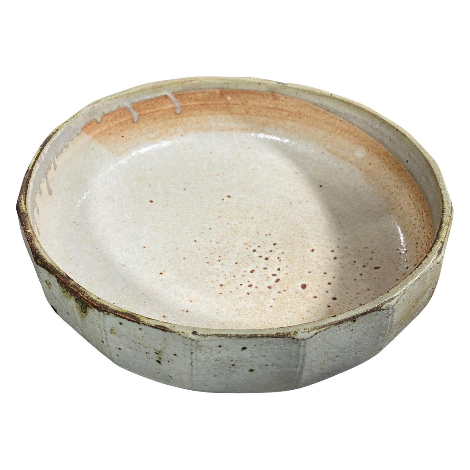Warren MacKenzie Double Signed Monumental Studio Pottery Shino Glazed Bowl