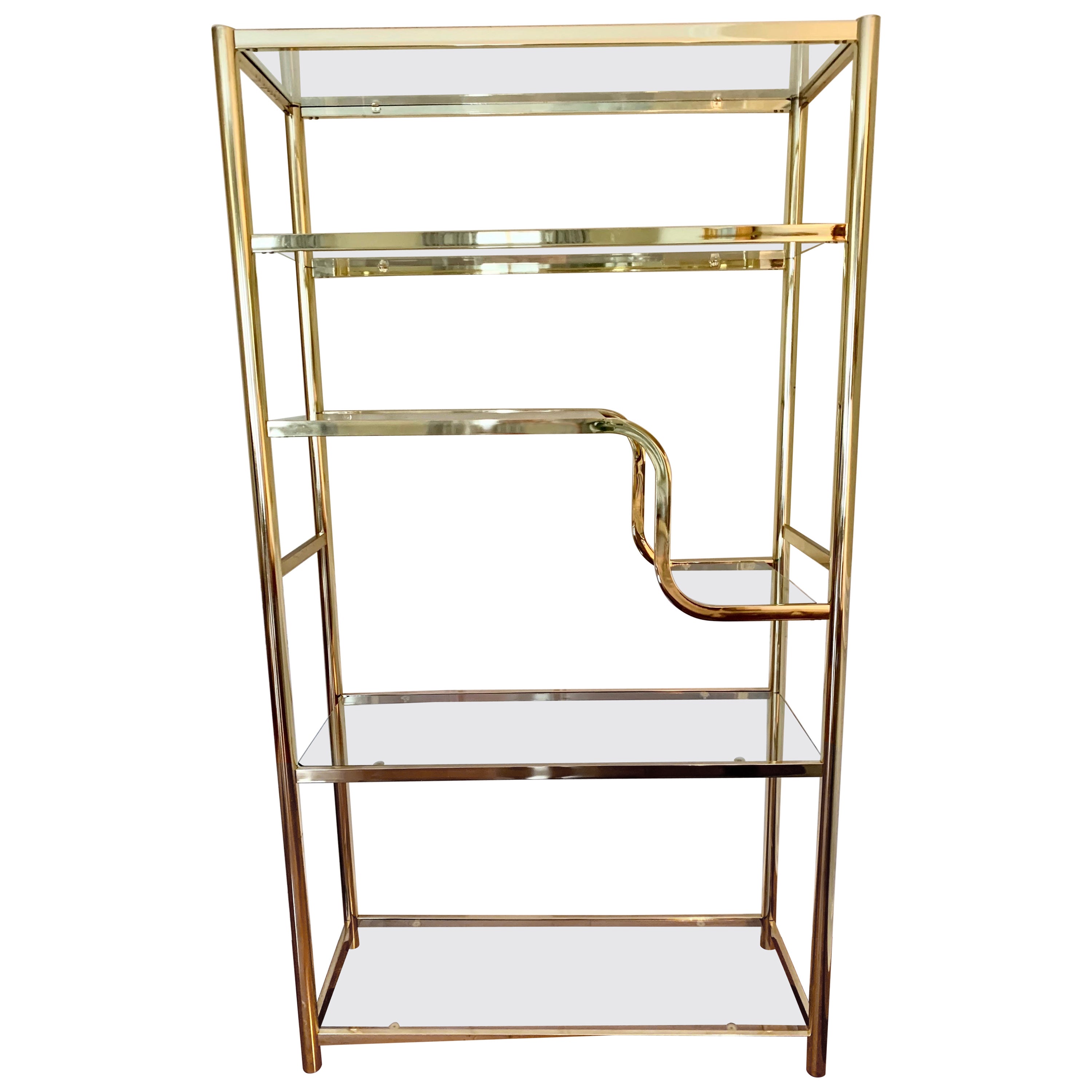 Vintage Brass and Glass Etagere by DIA