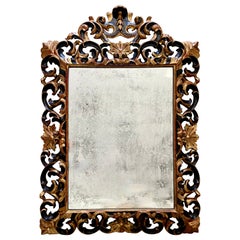 Antique 19th Century Italian Rococo Gilt Wood Wall Mirror