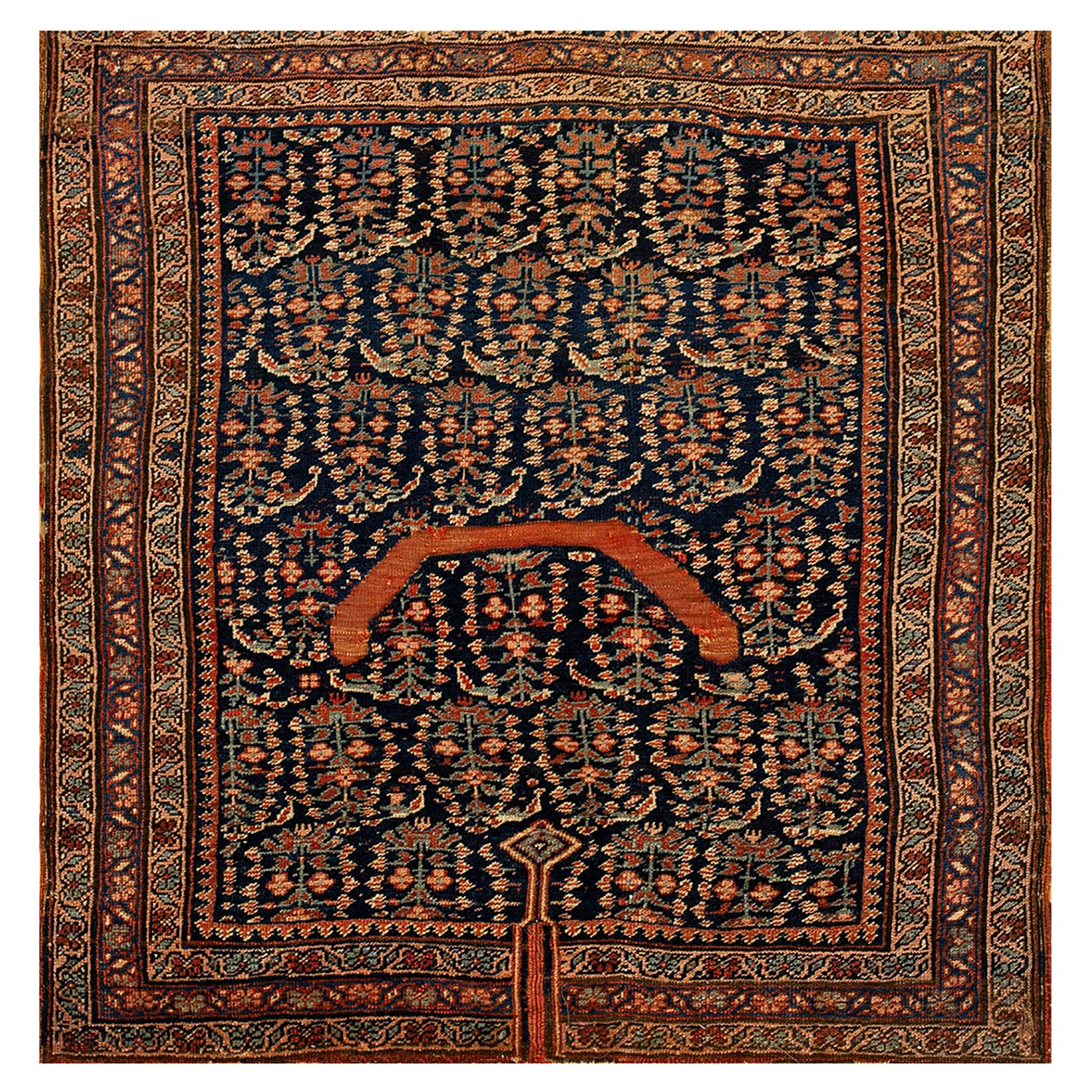 19th Century Persian Afshar Saddle Carpet ( 3'2" x 3'4" - 97 x 102 cm ) For Sale