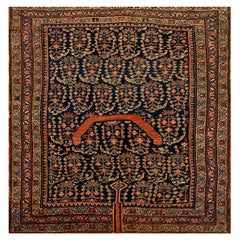 19th Century Persian Afshar Saddle Carpet ( 3'2" x 3'4" - 97 x 102 cm )