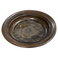 Warren MacKenzie Signed Studio Pottery Ceramic Tenmoku Glazed Footed Bowl