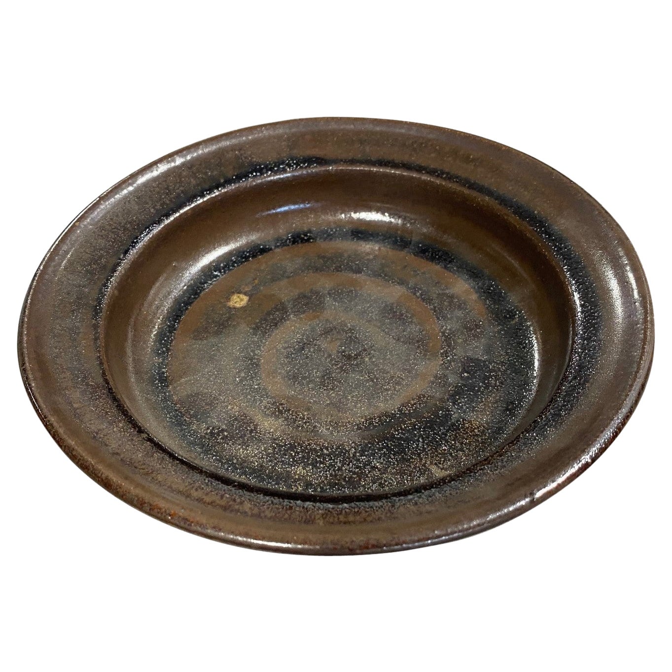 Warren MacKenzie Firmado Studio Pottery Cuenco con pie de cerámica esmaltada Tenmoku
