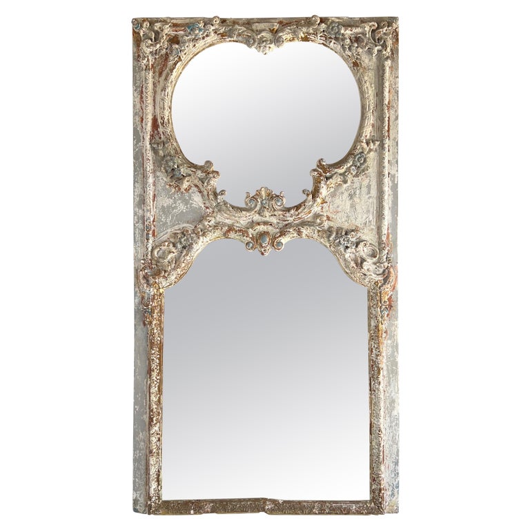 Rococo Curves Mirror 19th C. Painted French Rococo Style Mirror at 1stDibs