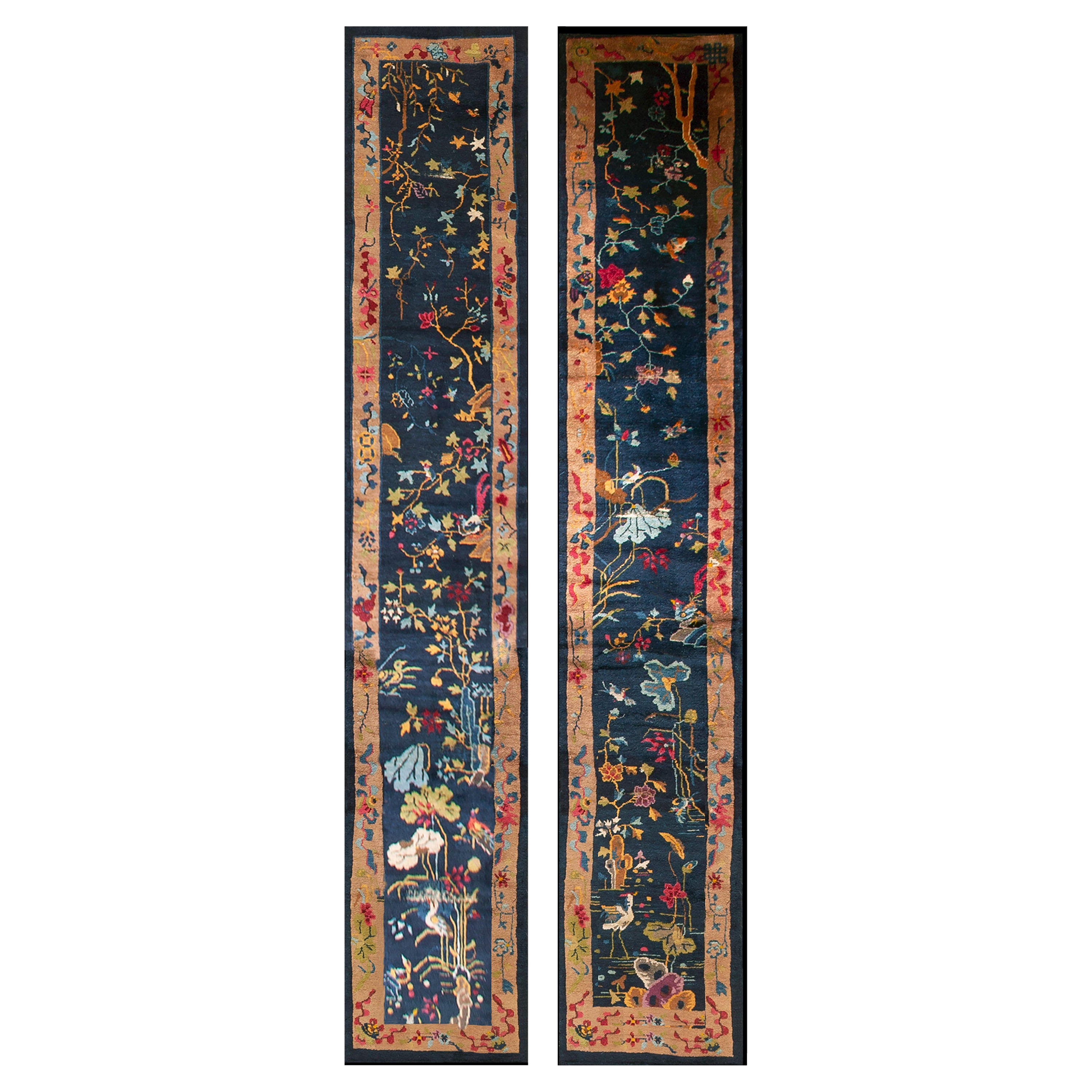 1920er Jahre Paar chinesische Kunst  Deko-Läufer-Teppiche  (2'1'' x 11' 8'' - 64 x 355 )