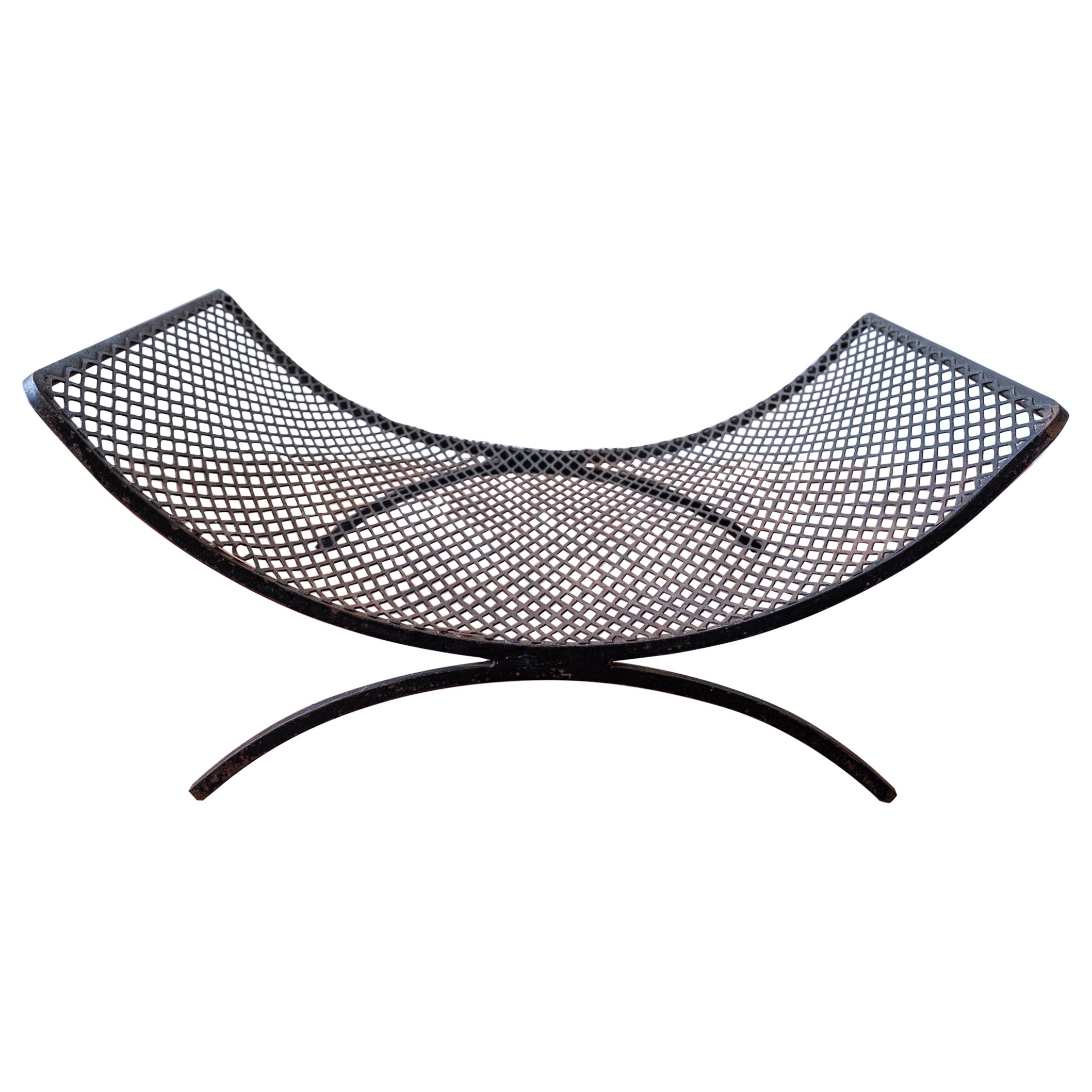 1970s Black Metal Magazine Rack/Log Stand with Brass Banding For Sale