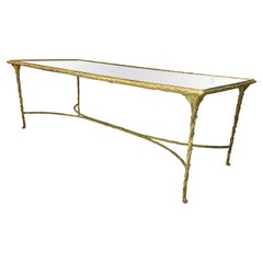 Maison Charles Style Mirrored Top Bronze Coffee Table