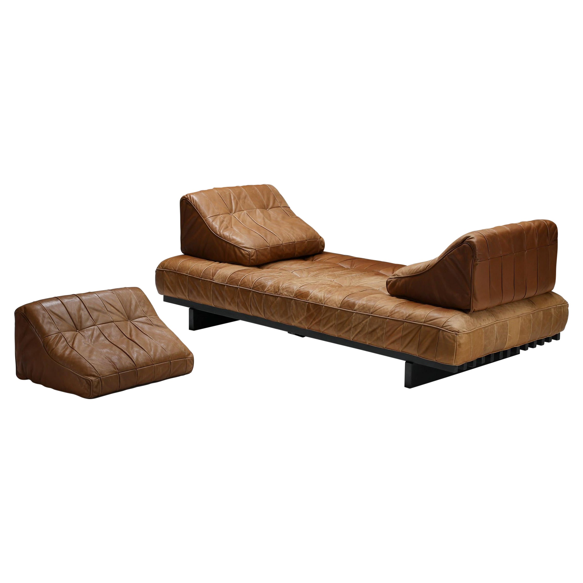 De Sede DS 80 Patchwork Cognac Leather Daybed, Switzerland, 1960's