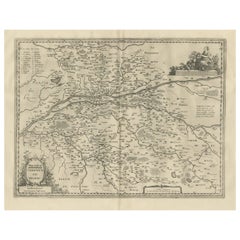 Antique Map of the Region of Touraine, France by Janssonius, 1657
