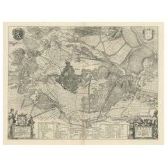 Carte ancienne de la Siege de Breda, ville des Pays-Bas, par Blaeu, 1649