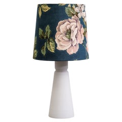 Scandinavian Mid-Century Glass Table Lamp with Floral Shade