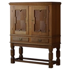 Mid Century Brutalist Cabinet by Danish Cabinetmaker, Made in Solid Oak, 1950s