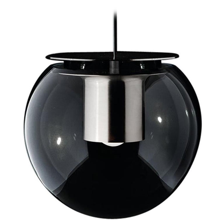 Joe Colombo Suspension Lamp 'The Globe' Large Nickel by Oluce For Sale