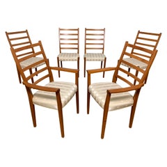 Ensemble de six chaises de salle à manger danoises modernes en teck à dossier en échelle par Svegards, Suède