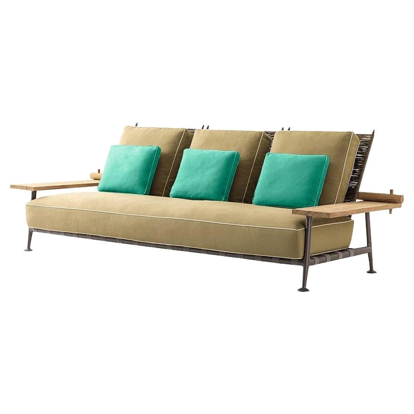 Philippe Starck 'Fenc-e-nature' Outdoor Sofa, Steel, Teak and Fabric by Cassina