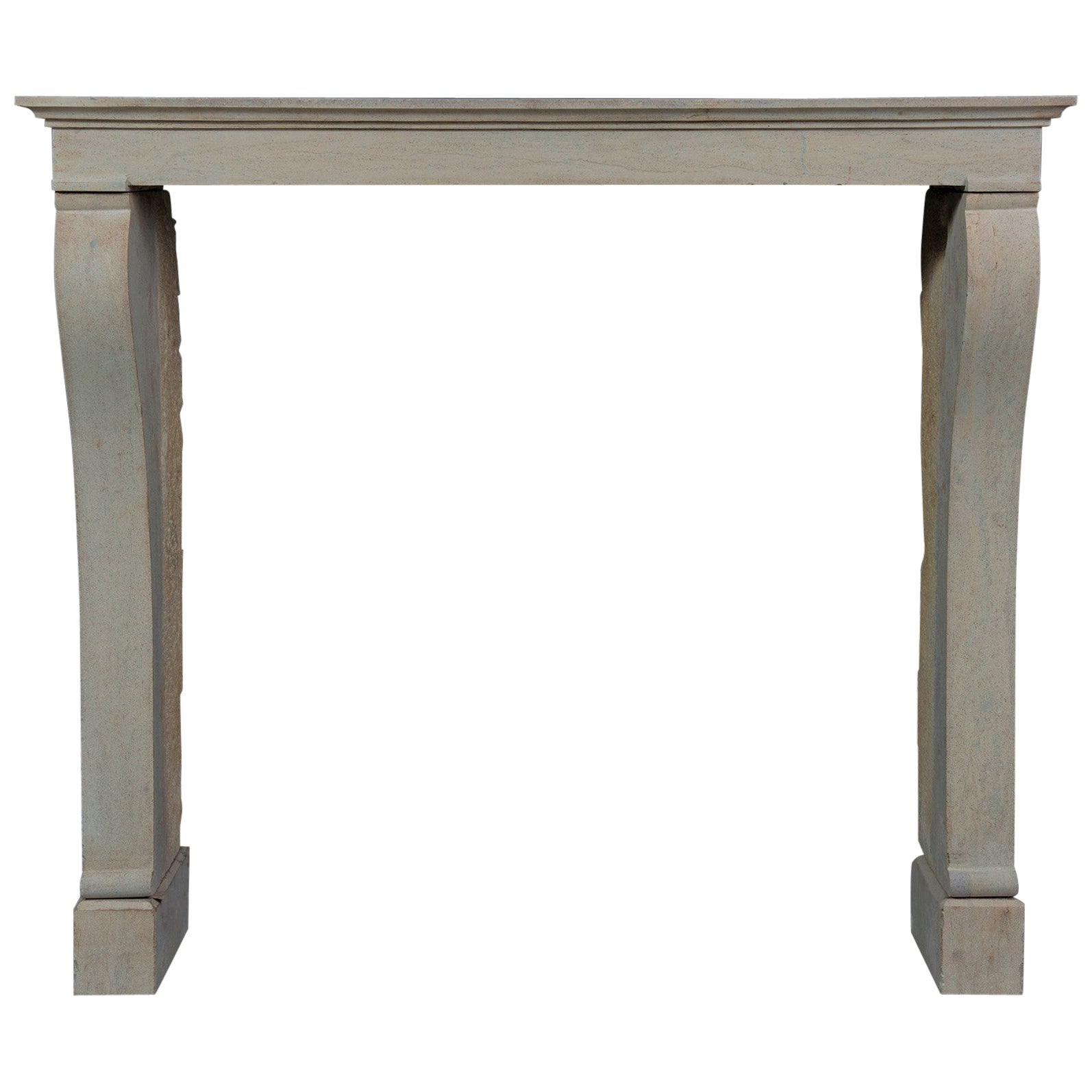 Tall Antique French Limestone Fireplace Mantel