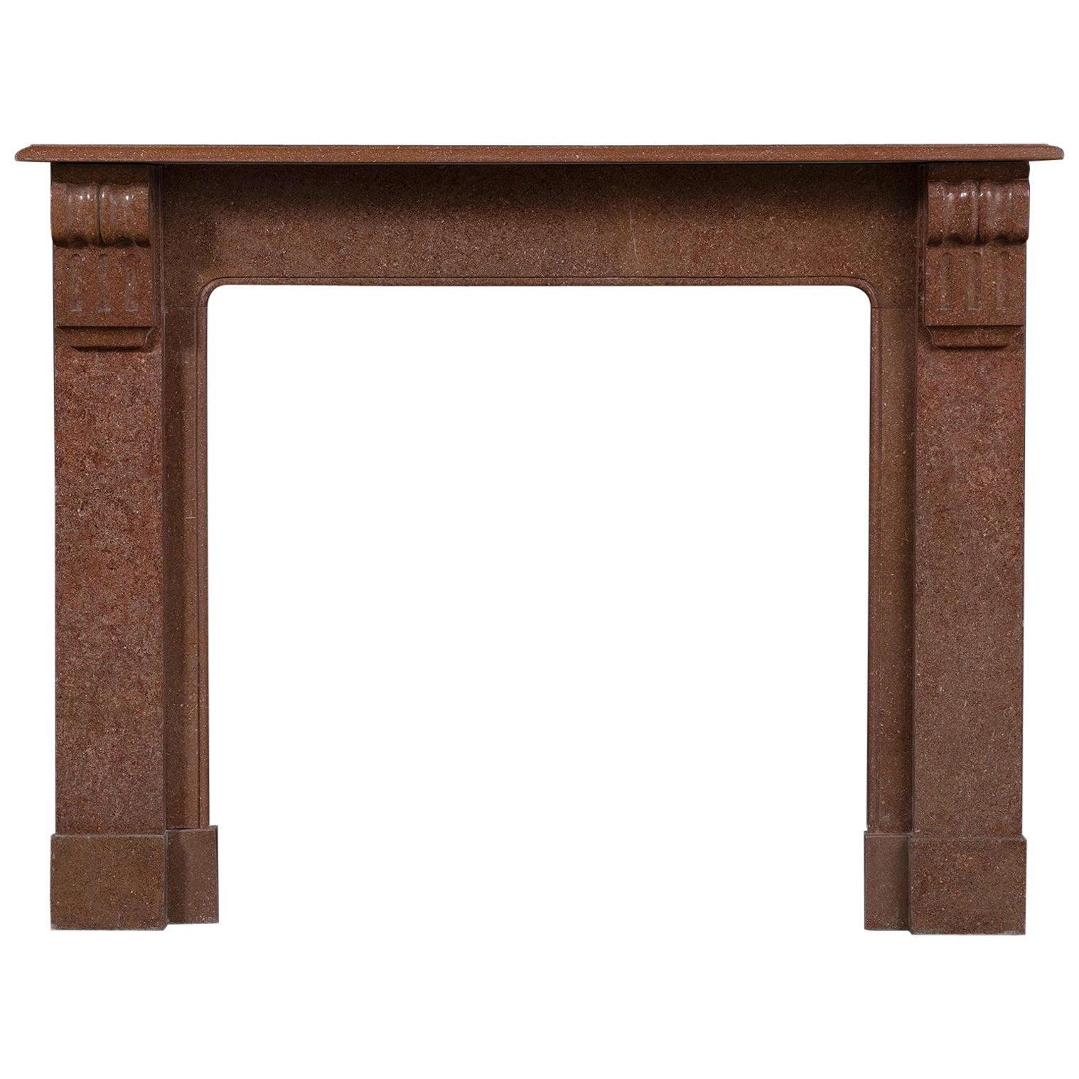 Antique Red Marble Fireplace Mantel For Sale