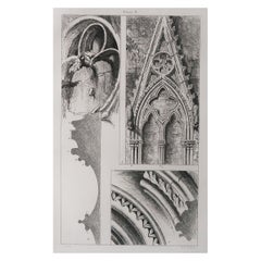 Original Antique Architectural Print by John Ruskin circa 1880 'Salisbury'