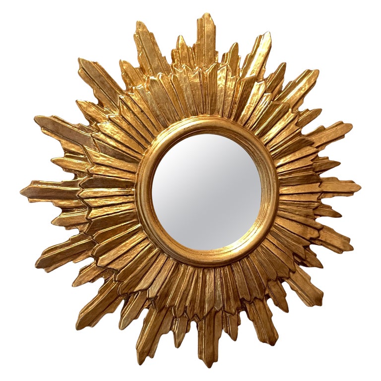 Beautiful Starburst Sunburst Mirror Gilded Composition & Wood, Germany, 1960s For Sale