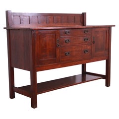 Antique Stickley Mission Oak Arts & Crafts Sideboard, Circa 1900